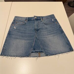 PAIGE Light Blue Distressed Mini Skirt